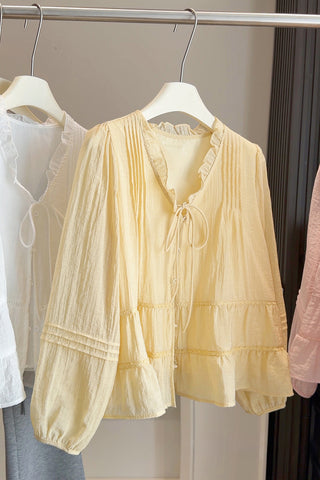 Ruffled Tie-Front Blouse