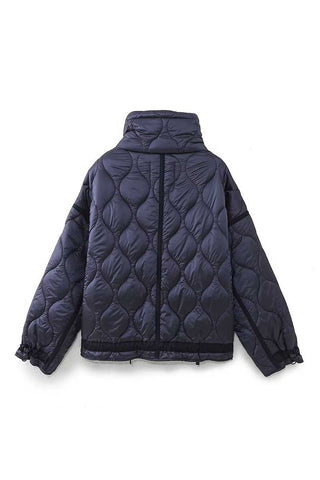 Quilted Stand-Collar Zip Front Jacket
