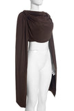 Draped Cowl Neck Long Sleeve Crop Top