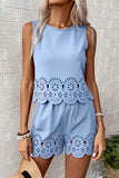 Sleeveless Eyelet Short Set