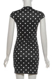 Keyhole Mock Neck Bodycon Mini Dress