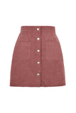 High-Waist Ribbed Button-Front Mini Skirt