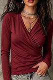 Long Sleeve V-Neck Wrap Front T-Shirt