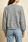 V-Neck Pointelle Knit Button-Front Cardigan