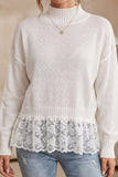 Mock Neck Lace Hem Knit Sweater