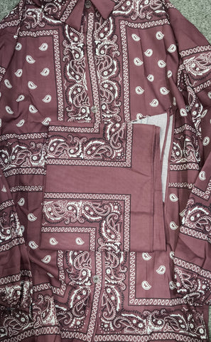 Button-Front Paisley Shirt and Skirt Set