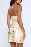 Ruched Polka-Dot Tube Top Mini Dress