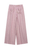Striped Drawstring Wide-Leg Casual Pants