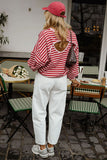 Striped Open Back Long Sleeve Sweater
