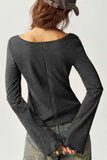 Square Neck Long Sleeve Ruffle Hem Top