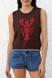 Cropped Crew Neck Lobster Vest