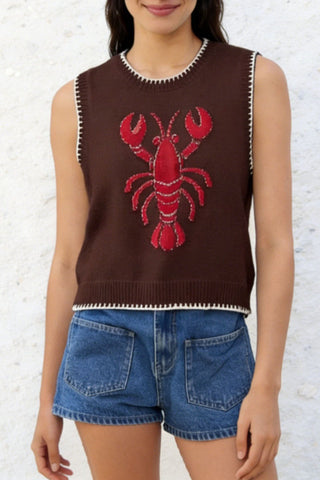 Cropped Crew Neck Lobster Vest