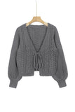 Cable Knit V-Neck Tie Front Cardigan