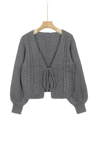 Cable Knit V-Neck Tie Front Cardigan