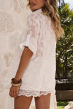 Sheer Oversized Button Shirt Set