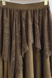 Smocked Waist Lace Asymmetrical Midi Skirt