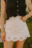 Eyelet Flower Scalloped Hem Mini Skirt