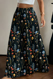 Floral Print Tiered Wide-Leg Pants