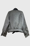 Herringbone Fuzzy Dot Zip-Up Jacket