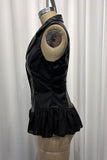 Notched Collar Ruffle Hem Sleeveless Vest