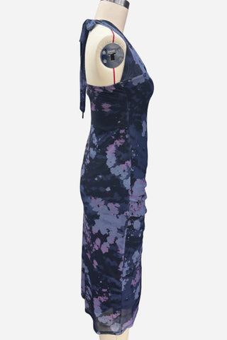 Ruched Halter High-Slit Dress