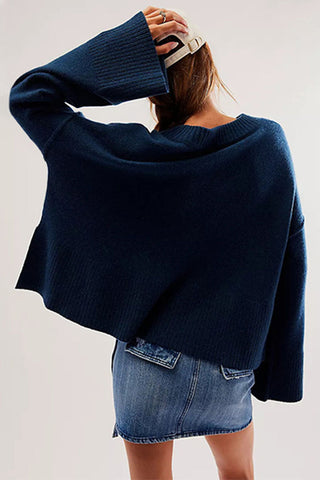 Bell Sleeve Crew Neck Knit Sweater