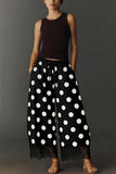 Drawstring Polka Dot Lace Pants