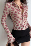 Paisley Print Button-Front Long Sleeve Shirt