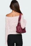 Off-Shoulder Lace Ruched Long Sleeve Top