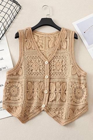 Button-Front Crochet Vest