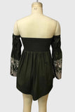 Off-Shoulder Bell Sleeve Floral Tie Front Dress