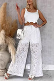 Lace Wide-Leg Casual Pants