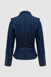 Striped Double-Breasted Denim Jacket