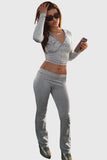 Graphic Zip-Up Hoodie and Flare Pants Set