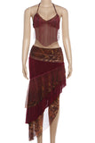 Fringe Halter Top and Skirt Set