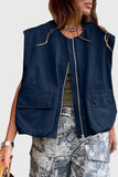 Zip-Front Sleeveless Utility Vest