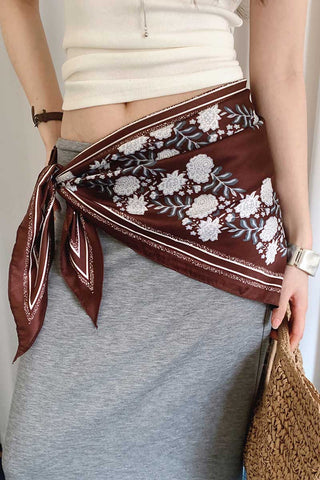 Floral Print Tie-Waist Scarf