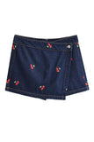 Cherry Wrap High-Waist Skorts