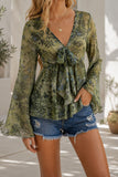 Floral V-Neck Long Sleeve T-Shirt