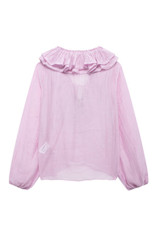 Ruffle V-Neck Long Sleeve Blouse