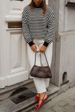Striped Open Back Long Sleeve Sweater