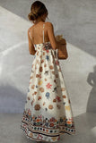 Square Neck Shell Print Maxi Casual Dress
