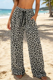 Drawstring Leopard Casual Pants