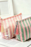 Striped Tassel Accessory Pouch