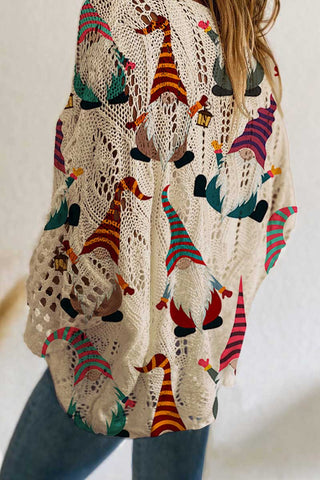 Holiday Tree Print Hollow Knit Sweater