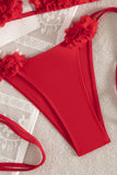 Floral Ruched Halter Bikini Sets