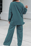 Striped Crew Neck Wide-Leg Pants Set