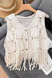 Crochet Button Front Sleeveless Vest