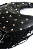 Studded Fringe Hobo Bag