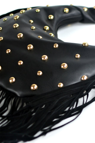 Studded Fringe Hobo Bag